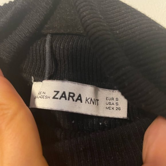 Zara Ribbed Cropped Turtleneck Tank Top Black, Small - Picture 5 of 7